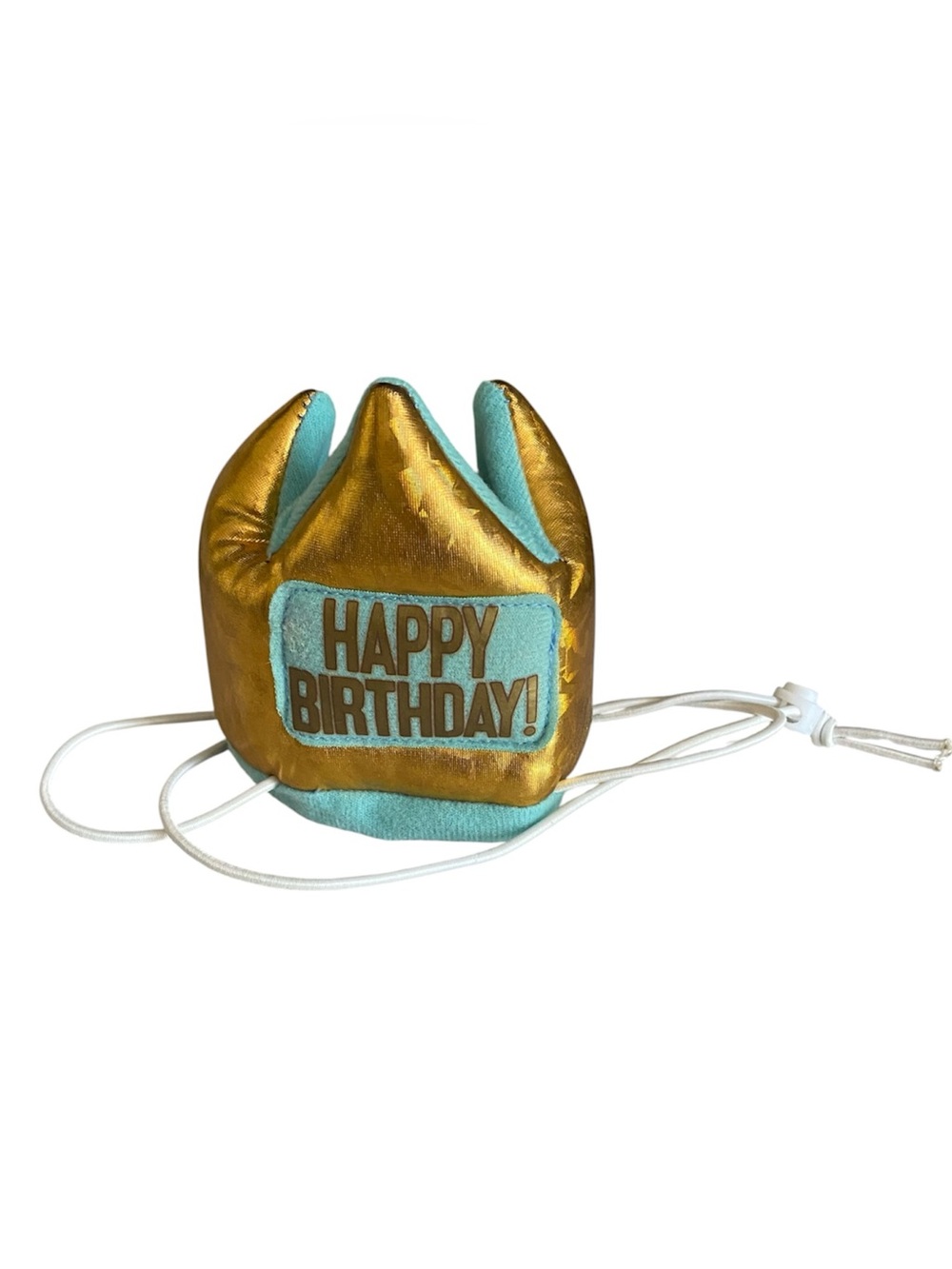 Dog / Pet Happy Birthday Gold & Aqua Party Crown - Celebration Hat